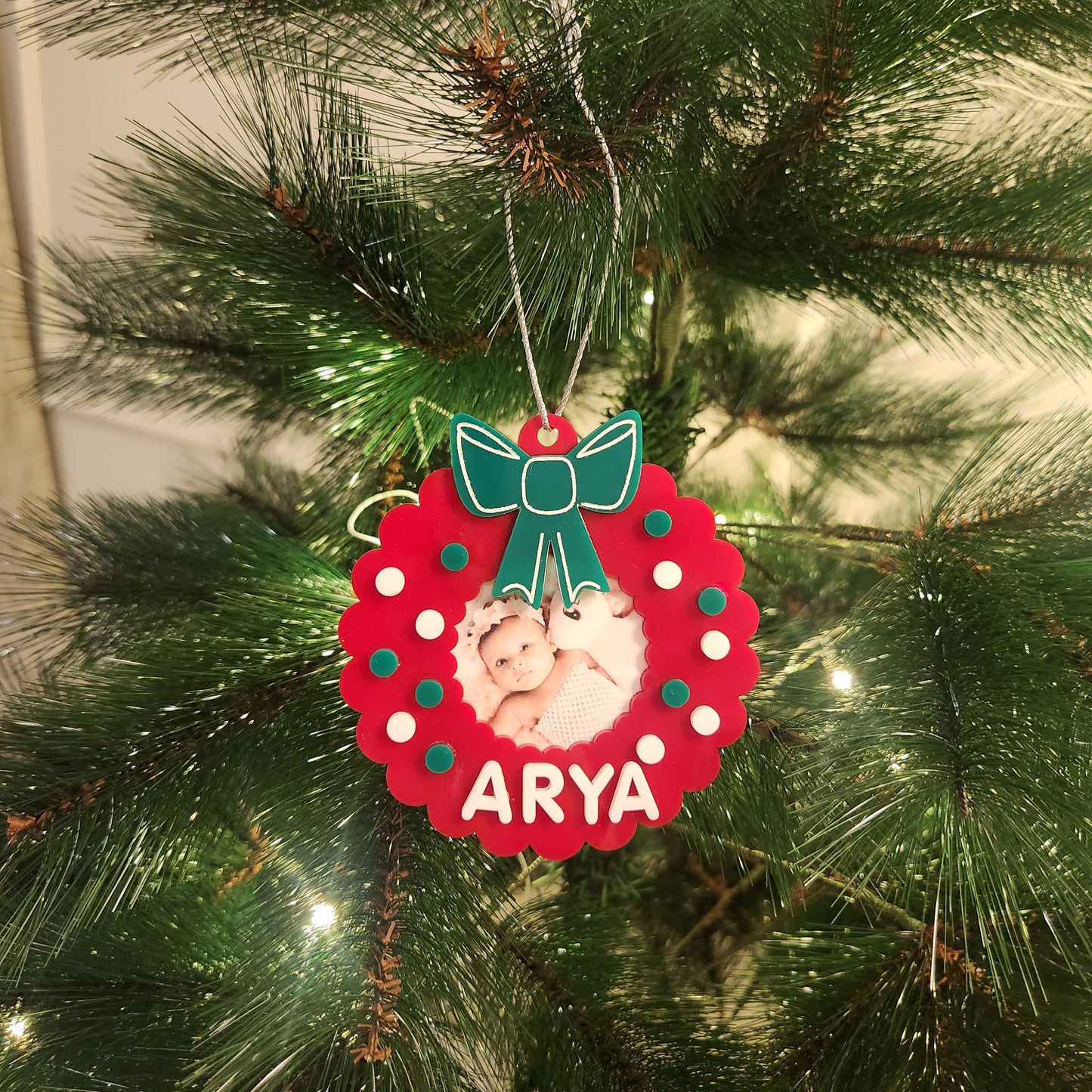 PHOTO CHRISTMAS ORNAMENT - BOW