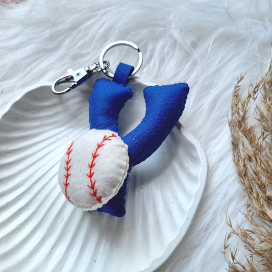 INITIAL KEYCHAIN - BASEBALL