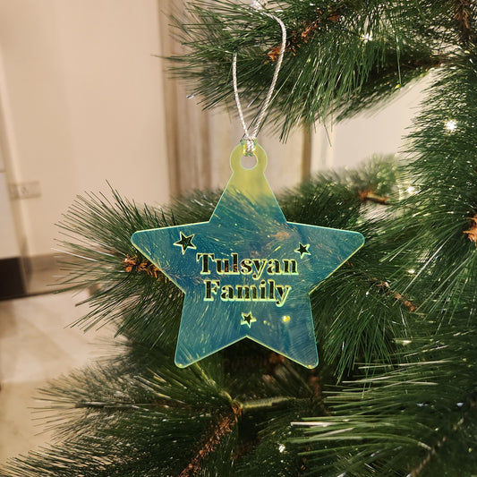 PERSONALISED FLURO CHRISTMAS ORNAMENT - STAR
